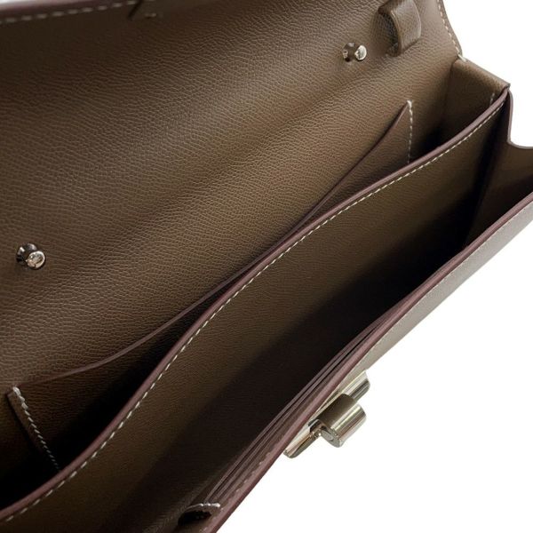 エルメス シャルニエール トゥーゴー エトゥープ/シルバー金具 ヴォーマダム K刻印 ショルダーウォレット