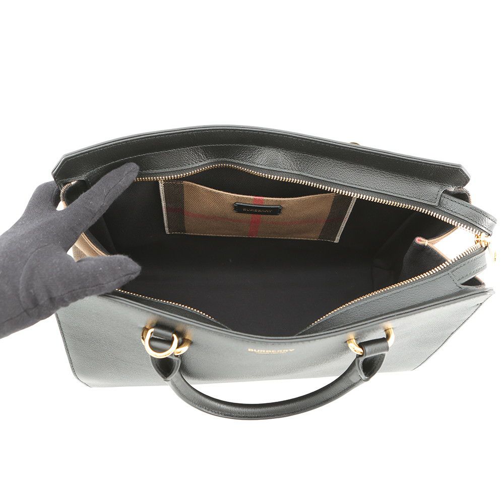 バーバリー ハンドバッグ サイドチェック バンウェル スモール レザー キャンバス 8084023 BURBERRY 2way 黒
