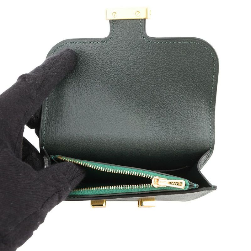 エルメス 財布 コンスタンス スリム ヴェールフォンセ/ヴェールモワイヤン/ゴールド金具 エバーカラー W刻印