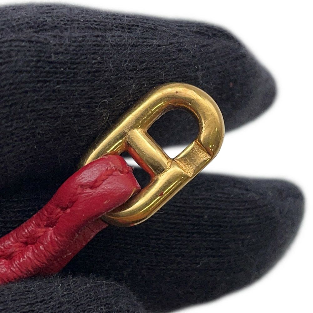 エルメス ポーチ ヴェスパ レッド/ゴールド金具 レザー □C刻印 HERMES 小物入れ