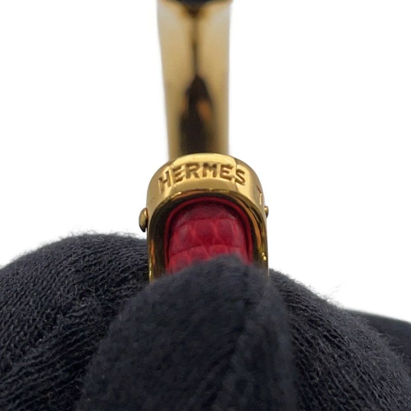 エルメス ブレスレット レッド/ゴールド金具 リザード/メタル HERMES アクセサリー