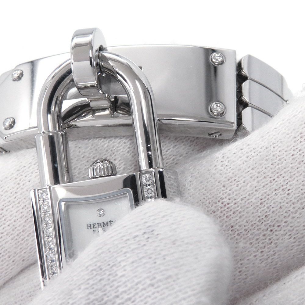 エルメス ケリーウォッチ KE4.130 HERMES 腕時計 ウォッチ クォーツ ダイヤベゼル ホワイト文字盤