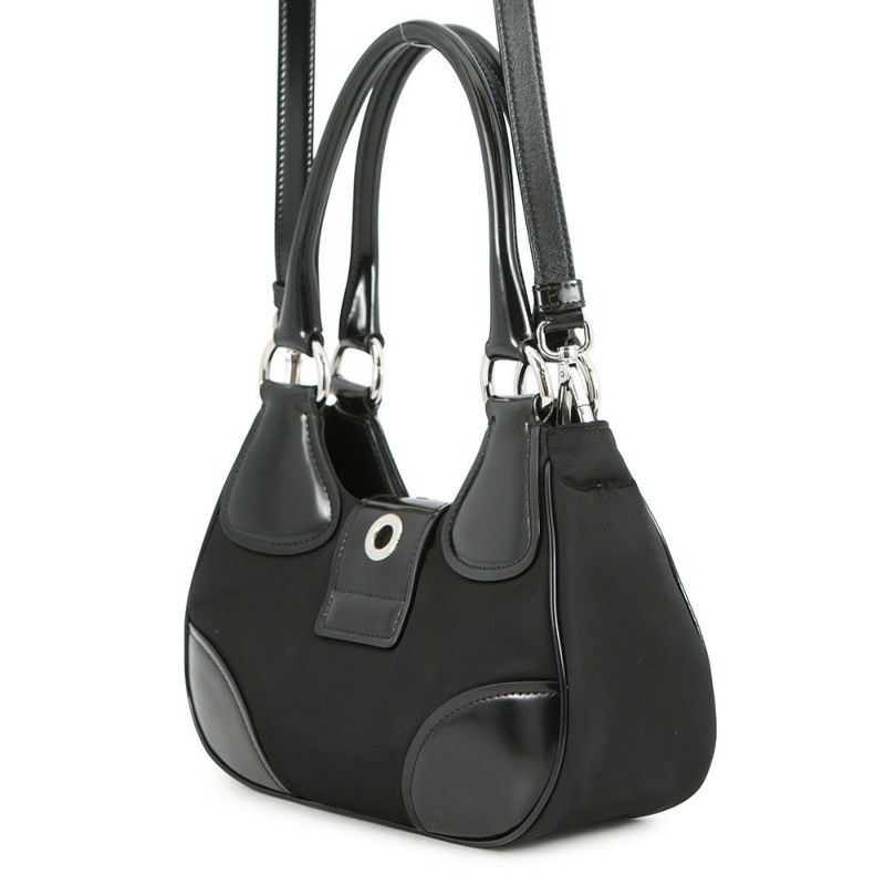 プラダ ハンドバッグ Re-Nylon Re-Edition 2002 ムーン ナイロン レザー 1BA381 PRADA 2way 黒