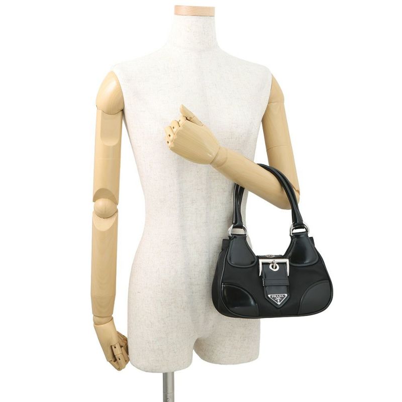 プラダ ハンドバッグ Re-Nylon Re-Edition 2002 ムーン ナイロン レザー 1BA381 PRADA 2way 黒