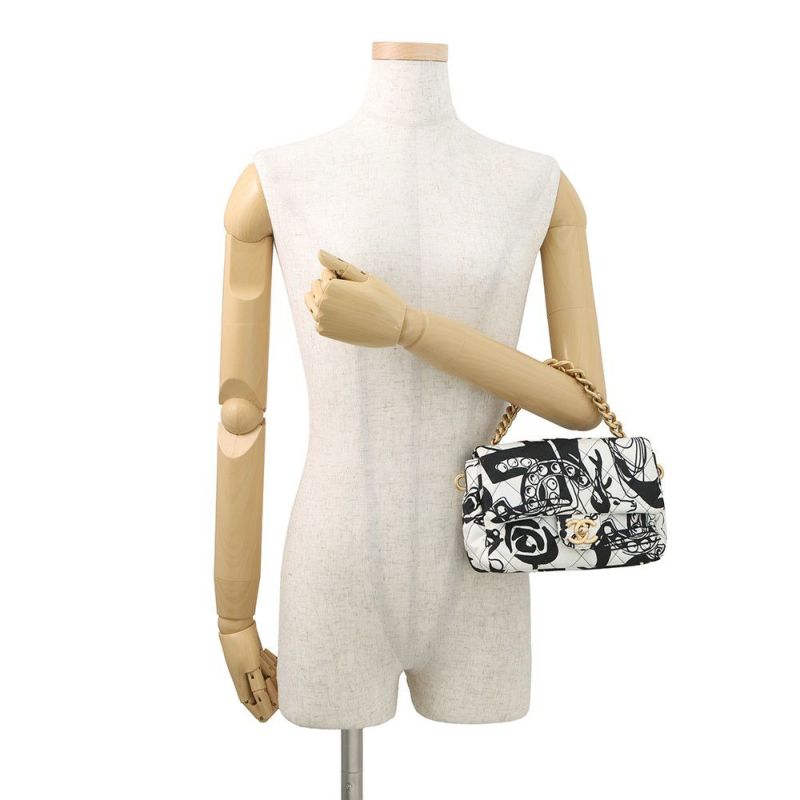 シャネル チェーンショルダーバッグ マトラッセ ココマーク ディアココ ミニ ナイロン AS3004 CAHNEL 黒 白 2way