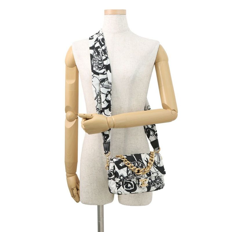 シャネル チェーンショルダーバッグ マトラッセ ココマーク ディアココ ミニ ナイロン AS3004 CAHNEL 黒 白 2way