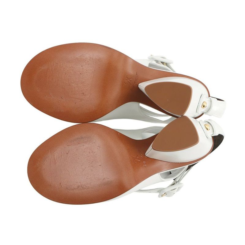 ルイヴィトン サンダル レザー トリニティライン ヒールサンダル レディースサイズ36 LOUIS VUITTON 靴 白 ホワイト