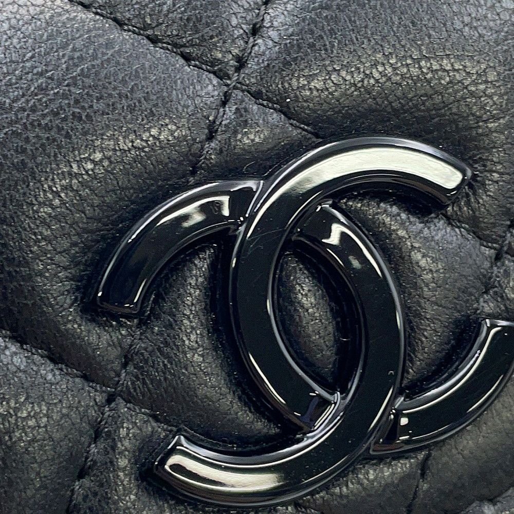シャネル ボディバッグ ココマーク マトラッセ ミニチェーンベルトバッグ ラムスキン CHANEL 黒 ウエストポーチ