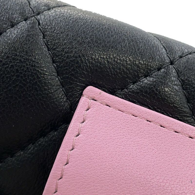 シャネル ボディバッグ ココマーク マトラッセ ミニチェーンベルトバッグ ラムスキン CHANEL 黒 ウエストポーチ