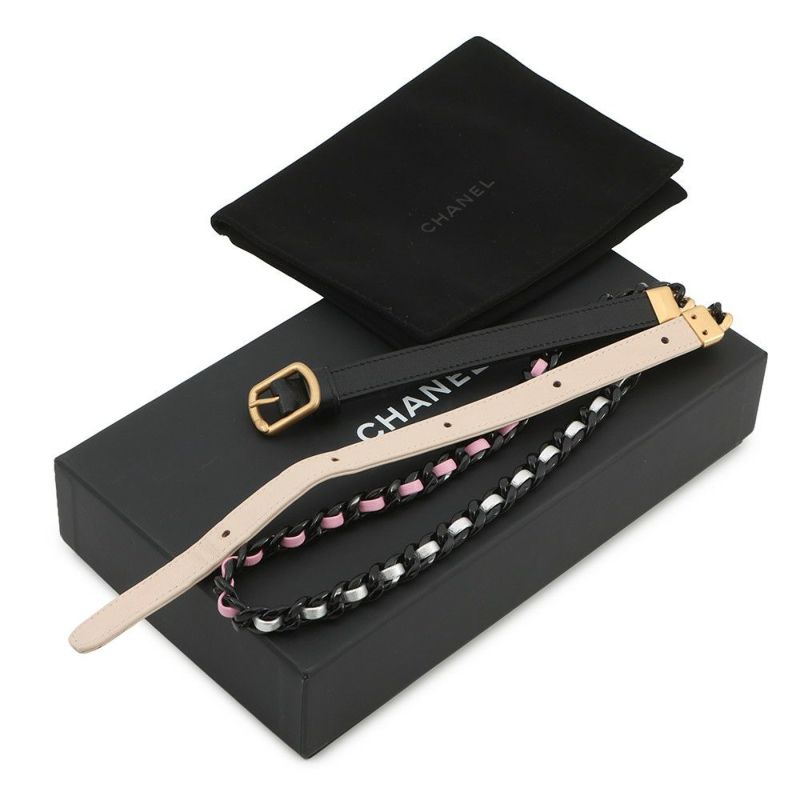 シャネル ボディバッグ ココマーク マトラッセ ミニチェーンベルトバッグ ラムスキン CHANEL 黒 ウエストポーチ