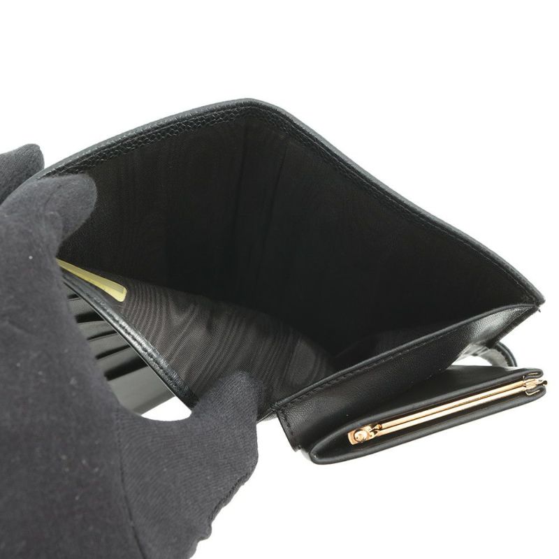 シャネル 長財布 ココマーク がま口 ロングウォレット キャビアスキン CHANEL 黒