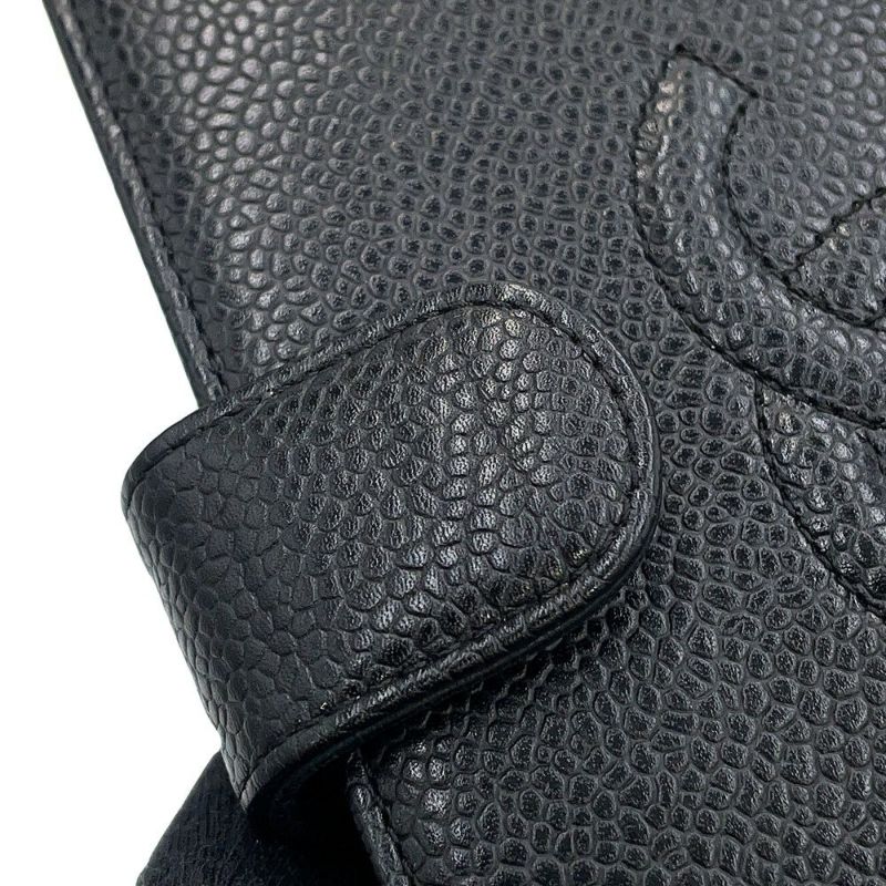 シャネル 長財布 ココマーク がま口 ロングウォレット キャビアスキン CHANEL 黒