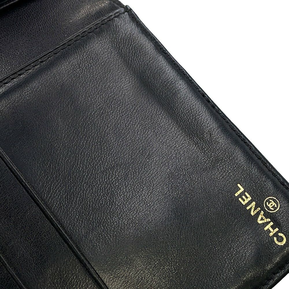 シャネル 長財布 ココマーク がま口 ロングウォレット キャビアスキン CHANEL 黒