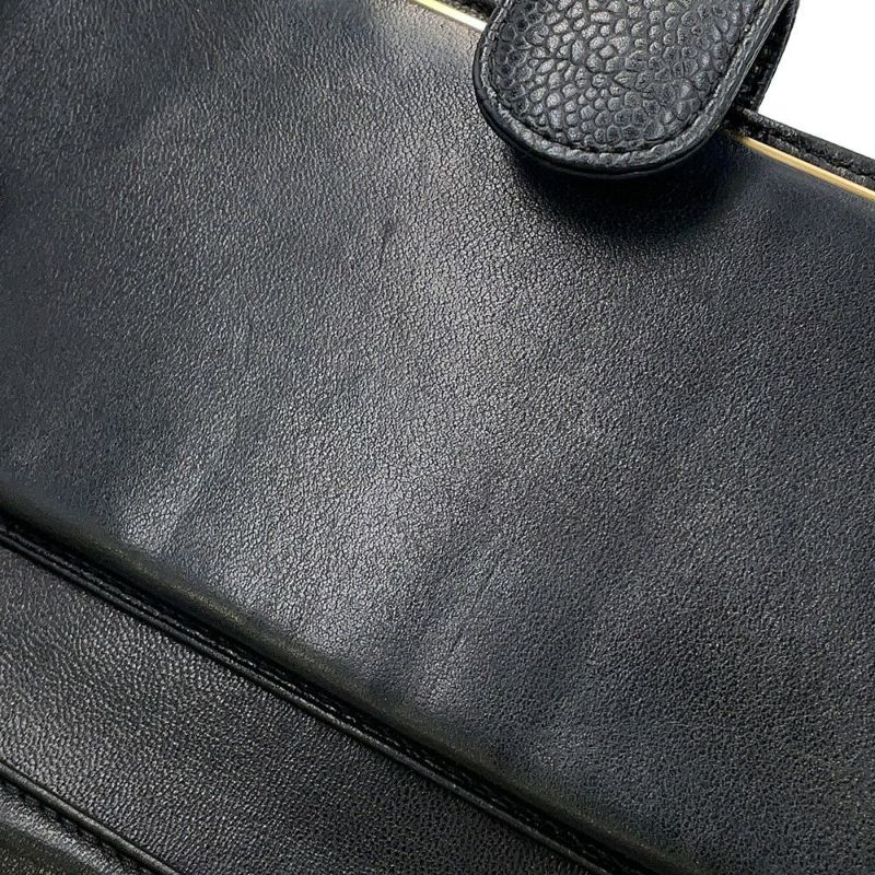シャネル 長財布 ココマーク がま口 ロングウォレット キャビアスキン CHANEL 黒