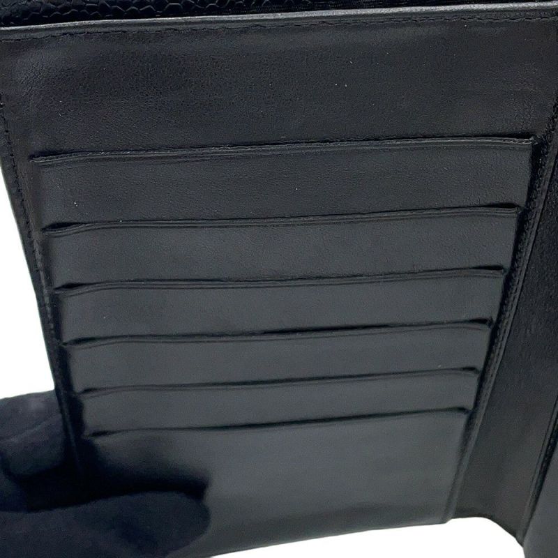 シャネル 長財布 ココマーク がま口 ロングウォレット キャビアスキン CHANEL 黒