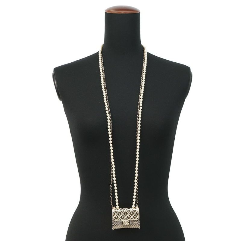 シャネル ネックレス ココマーク マトラッセバッグモチーフ フェイクパール B21S AB6135 CHANEL アクセサリー