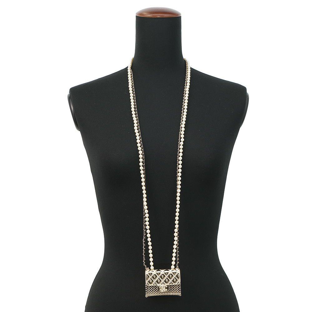 シャネル ネックレス ココマーク マトラッセバッグモチーフ フェイクパール B21S AB6135 CHANEL アクセサリー