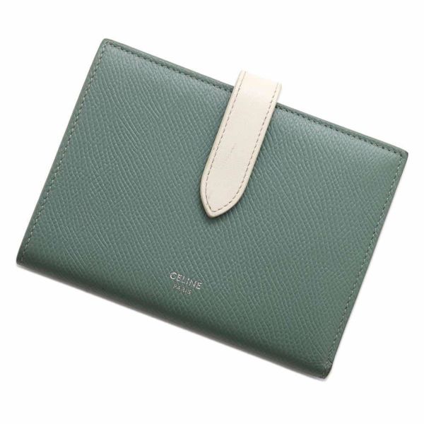 セリーヌ 二つ折り財布 ミディアム ストラップ ウォレット バイカラー 10B643BRU CELINE 財布