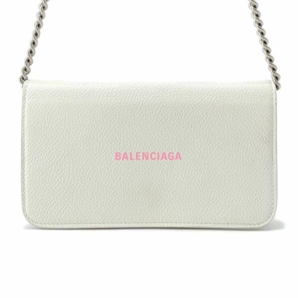 バレンシアガ チェーンショルダーバッグ エブリデイ レザー 593785 BALENCIAGA ポシェット 白