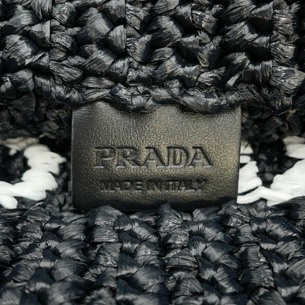 プラダ トートバッグ クロシェ スモール ロゴ ラフィア 1BG422 PRADA ハンドバッグ 黒