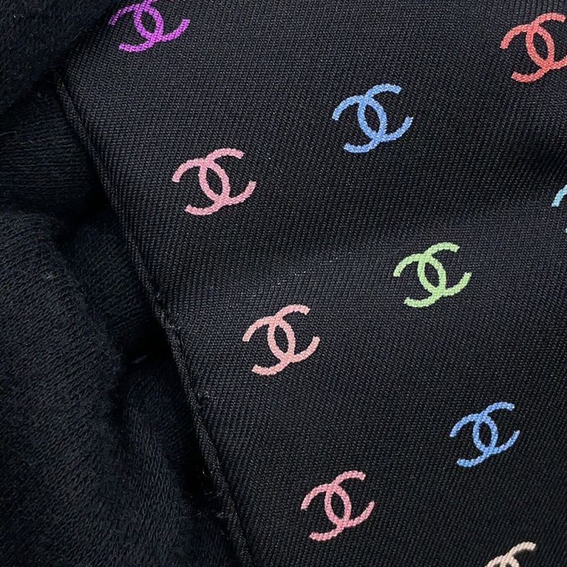 シャネル スカーフ ココマーク 総柄 ドット シルク CHANEL 黒