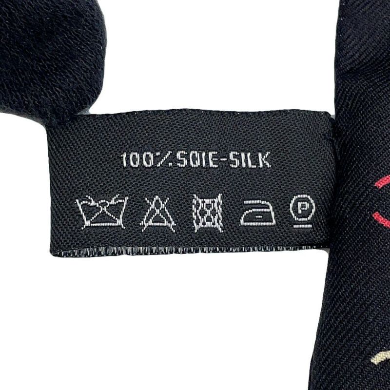 シャネル スカーフ ココマーク 総柄 ドット シルク CHANEL 黒