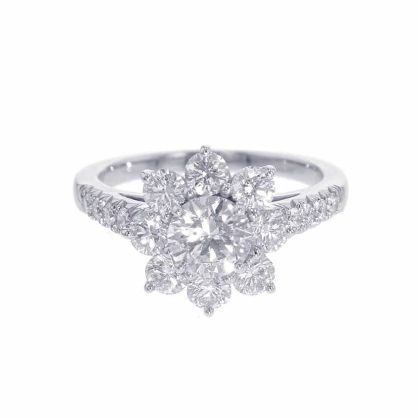 ハリーウィンストン リング サンフラワー・リング スモール ダイヤ 中石 0.70ct 計約1.72ct Pt950 サイズ約9号 GIA鑑定書付き 指輪