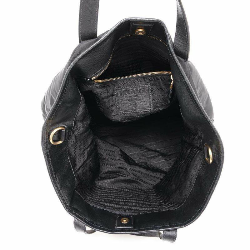 プラダ トートバッグ ロゴ ナイロン レザー BN1222 PRADA 2wayショルダーバッグ 黒