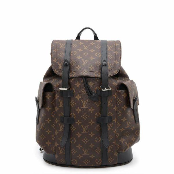 ルイヴィトン リュックサック モノグラム・マカサー クリストファーMM M43735 LOUIS VUITTON バックパック 黒 ブラック