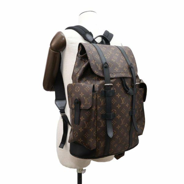 ルイヴィトン リュックサック モノグラム・マカサー クリストファーMM M43735 LOUIS VUITTON バックパック 黒 ブラック