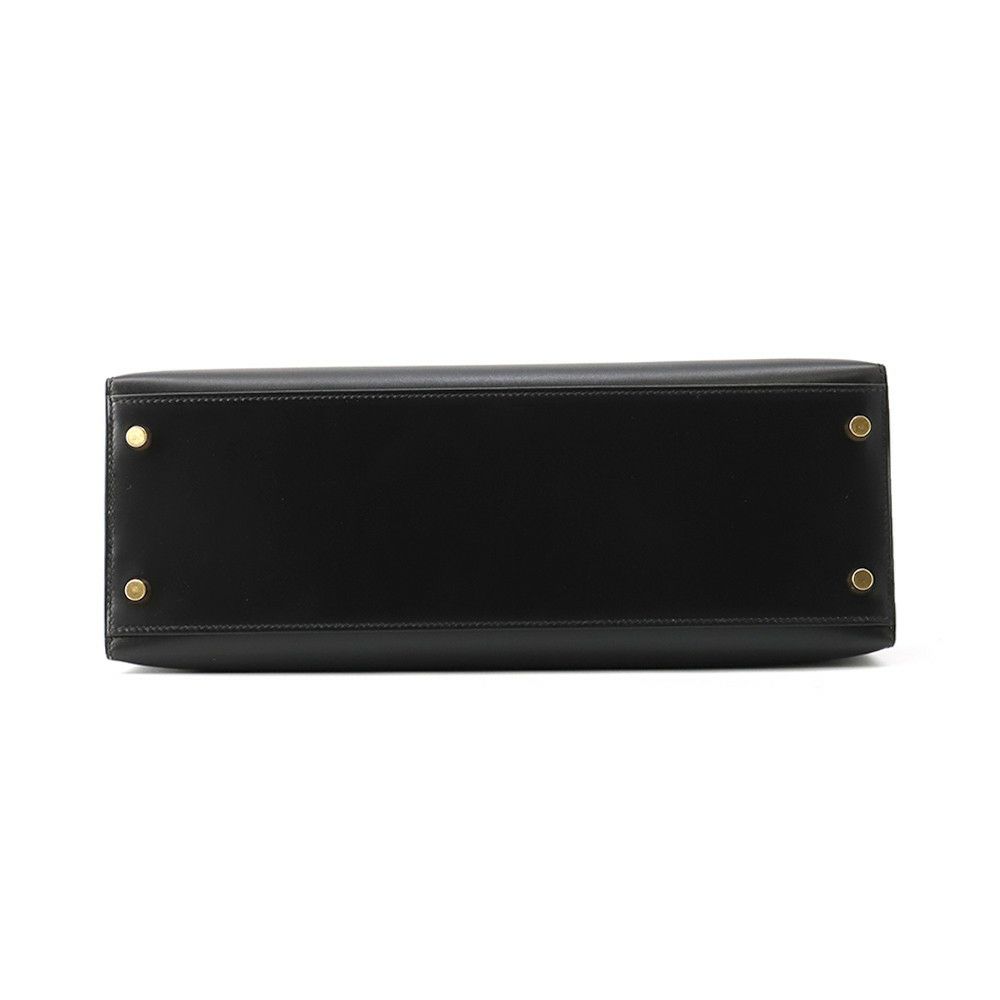 エルメス ハンドバッグ ケリー32 外縫い ブラック/ゴールド金具 ボックスカーフ □D刻印 ２wayショルダー 黒