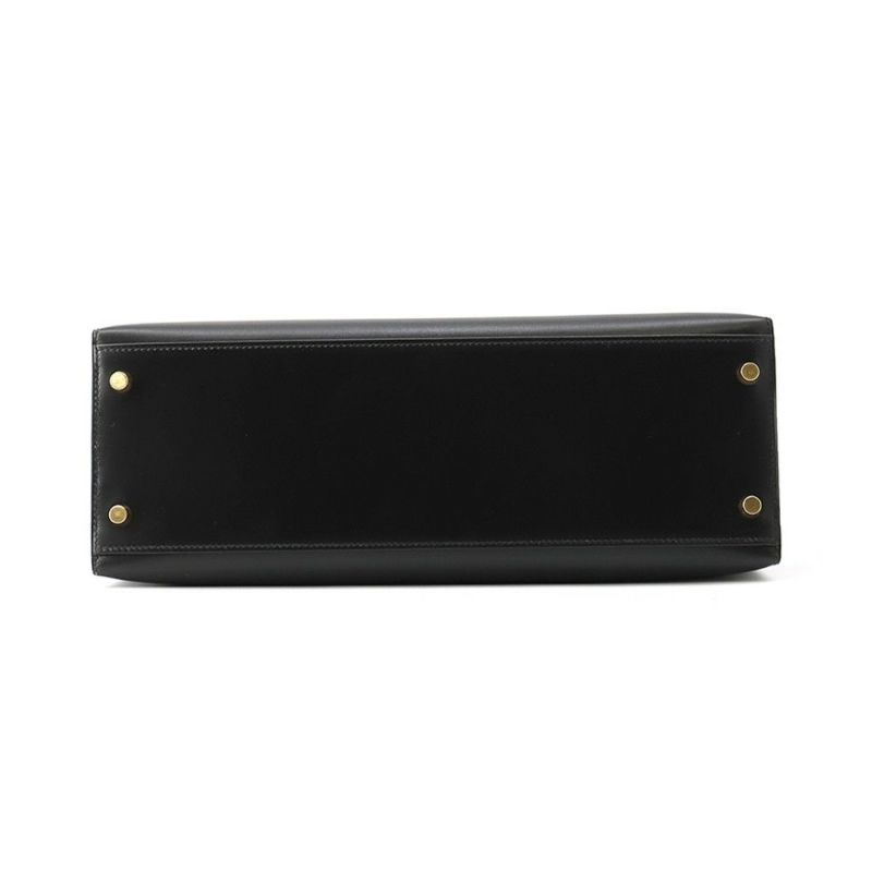 エルメス ハンドバッグ ケリー32 外縫い ブラック/ゴールド金具 ボックスカーフ □D刻印 ２wayショルダー 黒