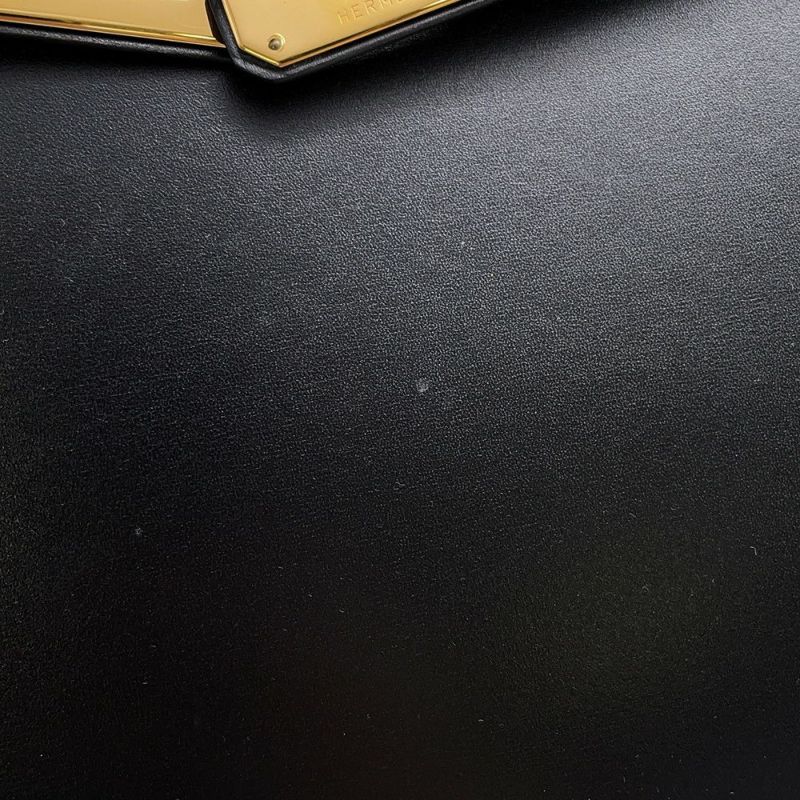 エルメス ハンドバッグ ケリー32 外縫い ブラック/ゴールド金具 ボックスカーフ □D刻印 ２wayショルダー 黒