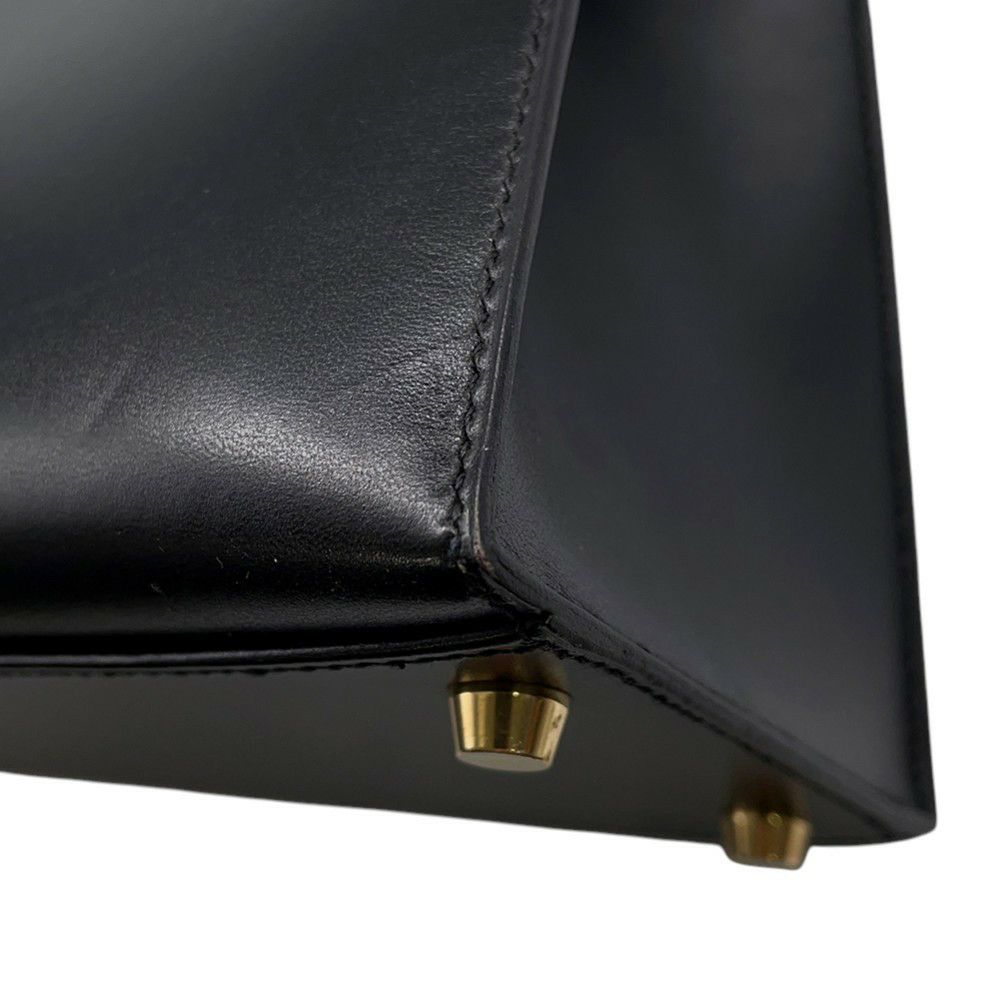 エルメス ハンドバッグ ケリー32 外縫い ブラック/ゴールド金具 ボックスカーフ □D刻印 ２wayショルダー 黒