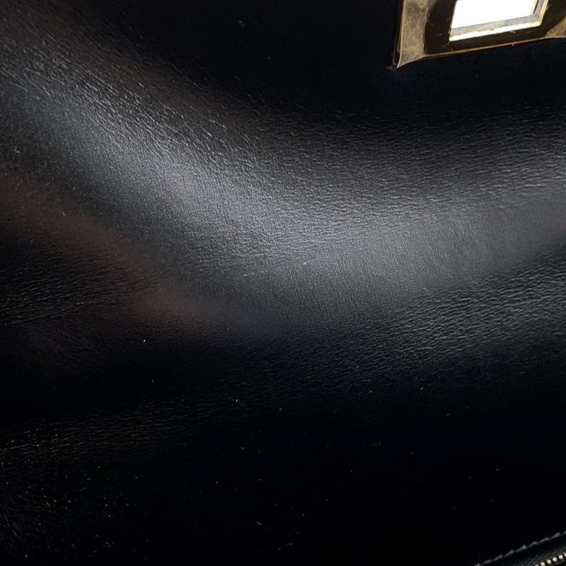 エルメス ハンドバッグ ケリー32 外縫い ブラック/ゴールド金具 ボックスカーフ □D刻印 ２wayショルダー 黒