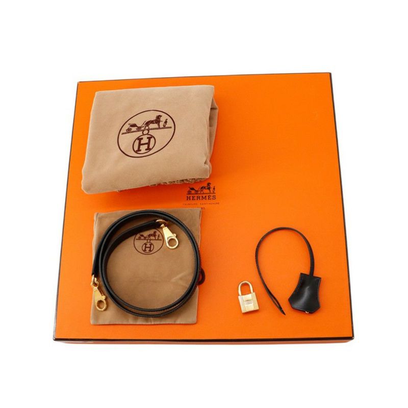 エルメス ハンドバッグ ケリー32 外縫い ブラック/ゴールド金具 ボックスカーフ □D刻印 ２wayショルダー 黒