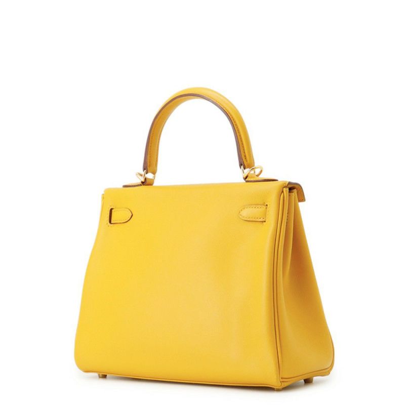 エルメス ハンドバッグ ケリー25 内縫い ジョーヌアンブル/ゴールド金具 スイフト C刻印 ２wayショルダー