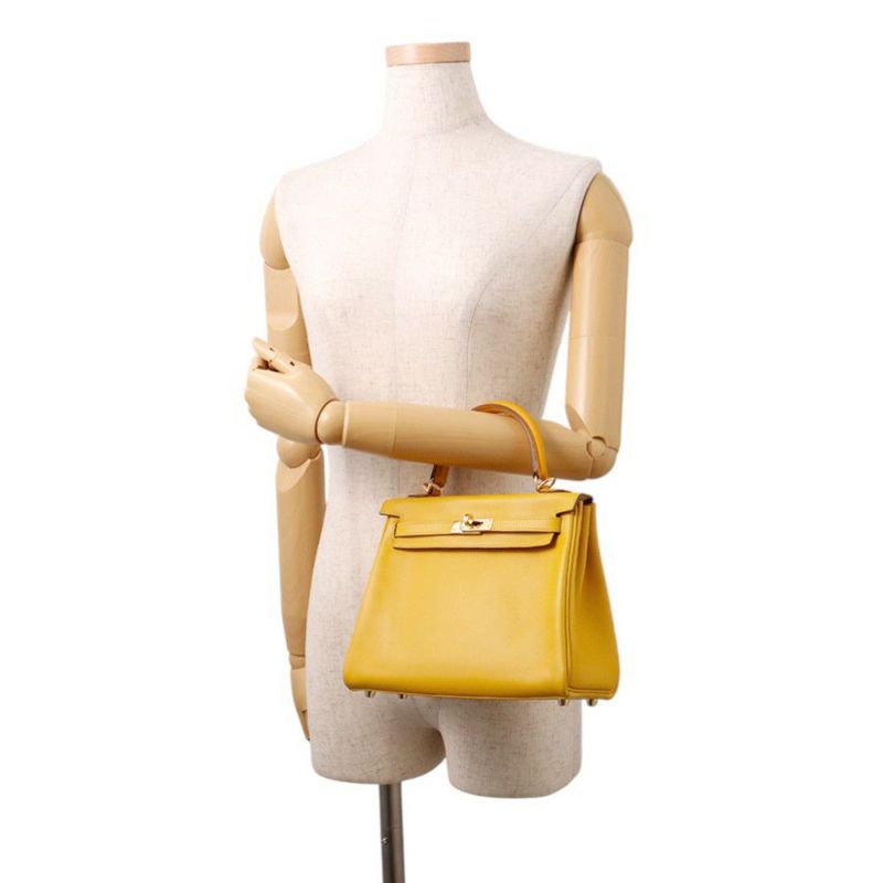 エルメス ハンドバッグ ケリー25 内縫い ジョーヌアンブル/ゴールド金具 スイフト C刻印 ２wayショルダー