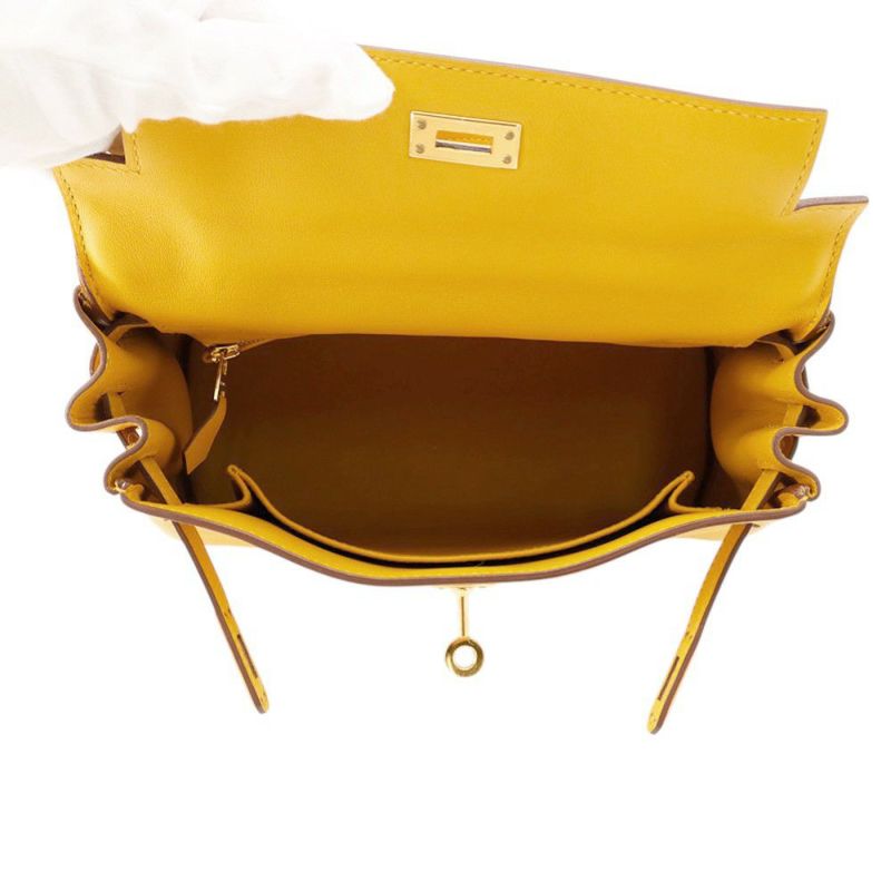 エルメス ハンドバッグ ケリー25 内縫い ジョーヌアンブル/ゴールド金具 スイフト C刻印 ２wayショルダー