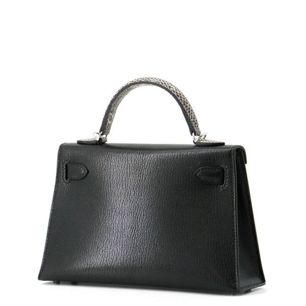 エルメス ミニケリー2 外縫い タッチ ブラック/オンブレ/シルバー金具 シェブルシャムキラ/リザードナチュラ K刻印 黒