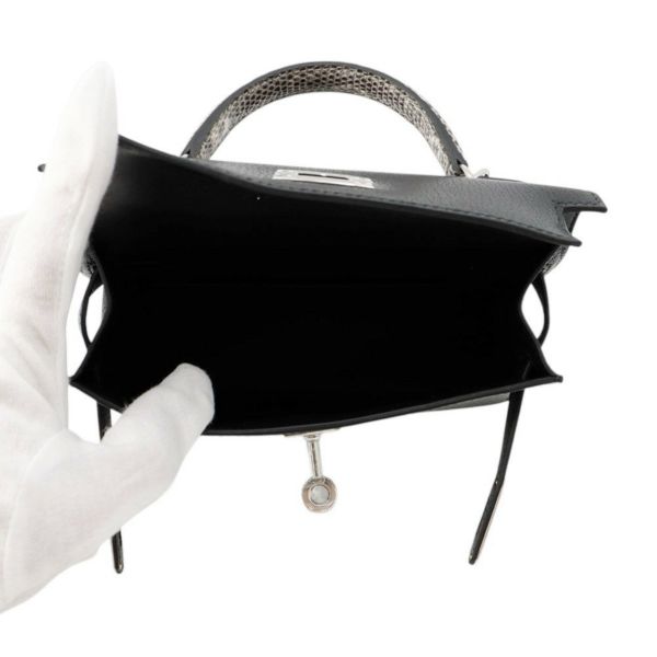 エルメス ミニケリー2 外縫い タッチ ブラック/オンブレ/シルバー金具 シェブルシャムキラ/リザードナチュラ K刻印 黒