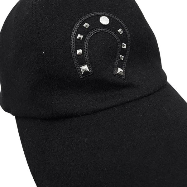 エルメス キャップ デイヴィス・ラッキー 馬蹄モチーフ カシミヤ サイズ56 HERMES キャスケット 黒