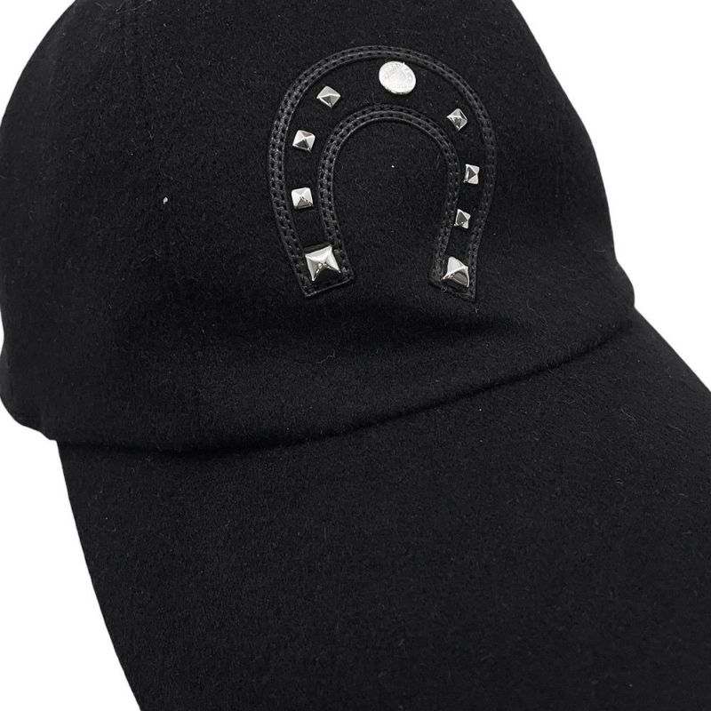 エルメス キャップ デイヴィス・ラッキー 馬蹄モチーフ カシミヤ サイズ56 HERMES キャスケット 黒