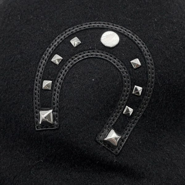 エルメス キャップ デイヴィス・ラッキー 馬蹄モチーフ カシミヤ サイズ56 HERMES キャスケット 黒