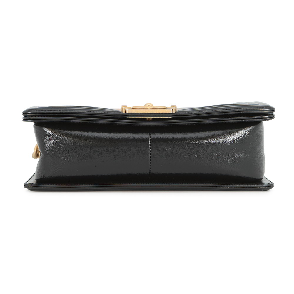 シャネル チェーンショルダーバッグ ボーイシャネル ストライプ レザー A67086 CHANEL バッグ 黒