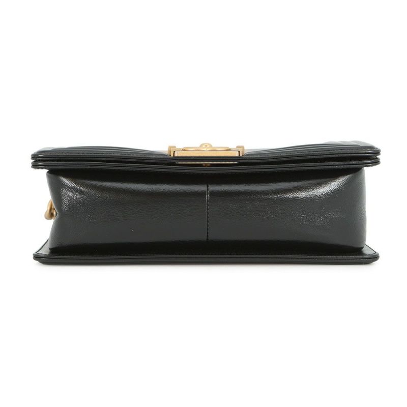 シャネル チェーンショルダーバッグ ボーイシャネル ストライプ レザー A67086 CHANEL バッグ 黒