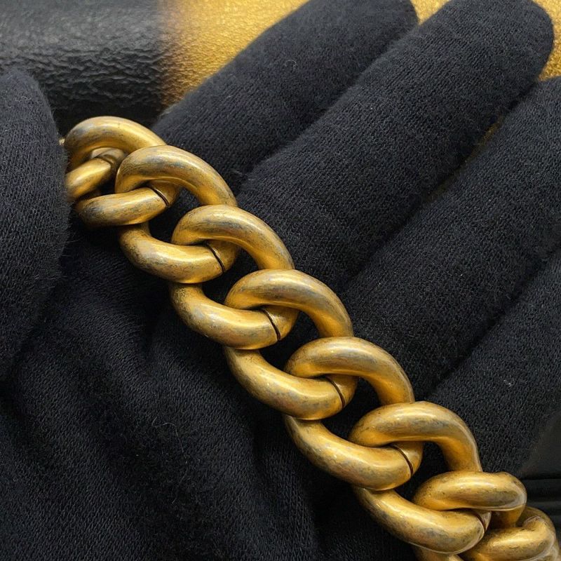 シャネル チェーンショルダーバッグ ボーイシャネル ストライプ レザー A67086 CHANEL バッグ 黒