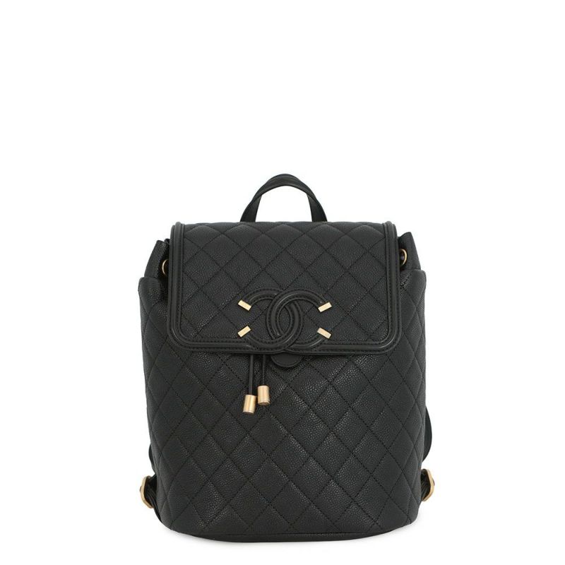 シャネル リュック フィリグリー マトラッセ ココマーク キャビアスキン A57090 バックパック バッグ 黒