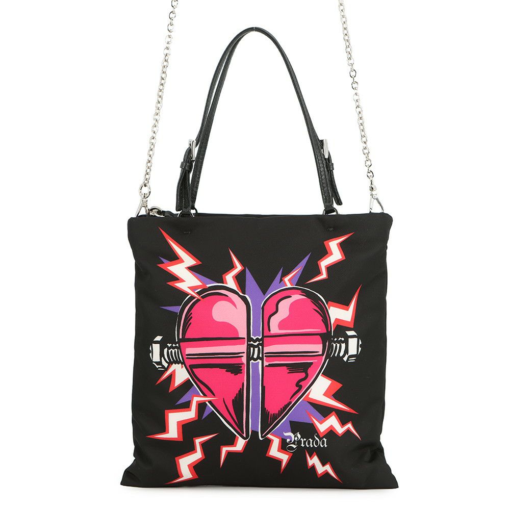 プラダ ハンドバッグ UNIVERSAL STUDIOS for PRADA フランケンシュタイン ハート 1BA252 PRADA 2way 黒