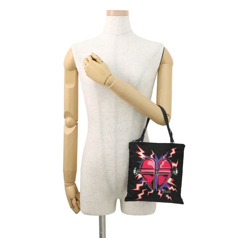 プラダ ハンドバッグ UNIVERSAL STUDIOS for PRADA フランケンシュタイン ハート 1BA252 PRADA 2way 黒